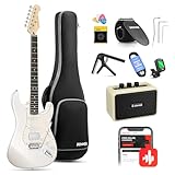 Donner E-Gitarre Set 39 Zoll mit Ahorn Griffbrett, E Gitarren mit Verstärker, Tasche, Capo, Gurt,...