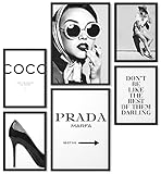 Papierschmiede® Mood Poster Set Coco Schwarz-Weiß, Bilder Wohnzimmer Deko Schlafzimmer, 2x DIN A4...