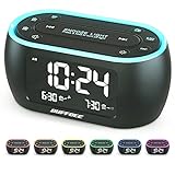 BUFFBEE Nachttisch-Wecker-Radio mit 7-Farben, Dual-Alarm, Snooze, Dimmer, USB-Ladegerät, Nap Timer,...