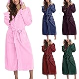 Morgenmantel Damen Lang Elegant Bademantel Damen Flauschig Mit Kapuze Hausmantel Warm Saunamantel...