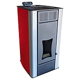 Nemaxx PW18-RD Pelletofen Wasserführend 18 kW Pelletkaminofen Pelletheizung - Stahl Rot - für bis...