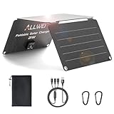 21W Solarpanel, ALLWEI Faltbar Solar Ladegerät mit 2-Port USB, Tragbares Solarpanel Handy IP67 mit...