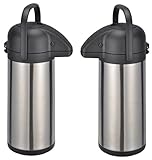 2x Thermoskanne 3 Liter Pumpkanne Kaffee Teekanne Warmhalte Airpot Isolierkanne Doppelwandig...