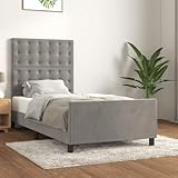 Frdhee Boxspring Bett, Bettgestell ohne Matratze Hellgrau 80x200 cm Samt für Matratze,...