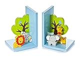 Mousehouse Gifts Kinder Baby Buchstützen aus Holz 3D Safari Jungle für Jungen und Mädchen...