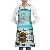 Oudrspo Ocean Starfish verstellbare Latzschürze, wasserdicht und fettdicht, Küchenschürze für...