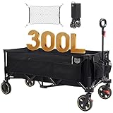 TIMBER RIDGE XXXL Bollerwagen Faltbar 300L 160KG mit Netze als Fallschutz Transportwagen mit Bremse...