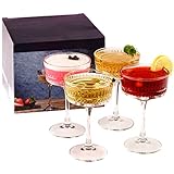 Vintage Coupé Gläser 4er Set (8,8 oz/260 ml), Champagner, Wein, Martini, Cocktailgläser,...