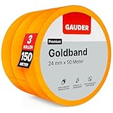 GAUDER Goldband (24 mm x 50 m) | 3x Malerkrepp aus Premium Washi Tape für präzise Farbkanten |...
