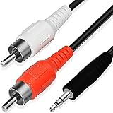 Retoo Aux Chinch, 3,5mm Klinke auf 2 x Cinch 150cm Lang, Cinch Stecker RCA (rot/weiß) auf 3,5mm...