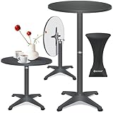 KESSER® 2in1 Stehtisch klappbar Bistrotisch 1er Set | Aluminium Edelstahlplatte | höhenverstellbar...