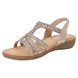Damen Sommer Bohemia Flach Zehentrenner Sandalen Bequem Weichen Sohlen Damensandalen Gummiband...