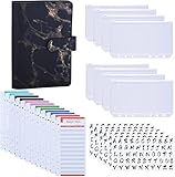 CXBDDF A6 PU-Leder-Budget-Ordner mit Bindertaschen, Ausgaben-Bögen, Aufkleber-Etiketten,...