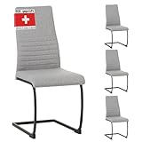 Albatros Freischwinger Stuhl TURANO 4er Set, Grau - Esszimmerstuhl Schwingstuhl mit Modernem Design,...