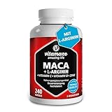 Maca Kapseln hochdosiert 4000 mg je Tagesdosis + L-Arginin + Vitamine + Zink, 240 Kapseln, Pulver...