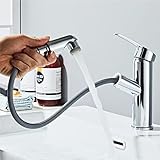 Sumeber Wasserhahn Bad Armatur mit herausziehbarer Waschtischarmatur mit 2 Strahlarten Mischbatterie...