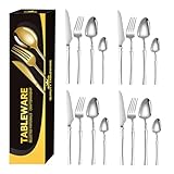 Edelstahl Besteck Set - Wiederverwendbares Essbesteck Gabel Löffel Messer | 16-teiliges...