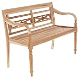 DIVERO 2-Sitzer Gartenbank Florenz aus Teak-Holz, naturbelassen- Reine Handarbeit - Länge: 120 cm...
