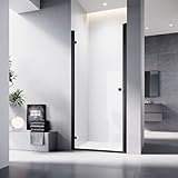SONNI 90x195CM Duschtür Pendeltür Dusche Schwarzer 6mm gehärtetes Glas Wasserschutzleiste...