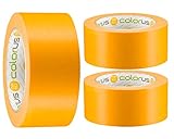 Colorus 3 x Profi Maler-Goldband Soft Tape | Maler Abklebeband 50 mm x 50 m UV beständig |...