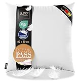 LILENO HOME 3-Kammer Daunenkissen 80x80 - Allergiker geeignet - Baumwoll Kissen 80x80 mit Federn &...