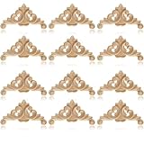 KSJEHW 12 Stücke Holz Geschnitzte Ecke Onlay Applique, Ornament Wandornamente Holz Applique, Lange...