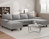 Devoko Sofa mit Schlaffunktion, U-Form Wohnlandschaft Eckcouch mit Abnehmbarem Bezug, Ecksofa für...