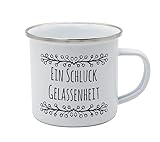 Tasse Schluck Gelassenheit Emaille 350ml, Camping, Outdoor, Trinkbecher, Emaillebecher,...