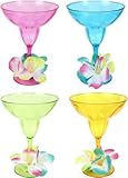 JF Margarita-Gläser aus Kunststoff mit Hibiskusblüten, wiederverwendbar, bruchsicher, mit Stiel,...