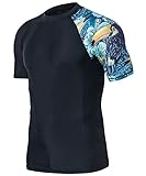 HUGE SPORTS Herren Kurzarm Splice Skins Rash Guard Shirt Schnelltrocknend Schwimmshirt Sonnenschutz...