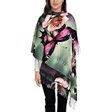 SMAZDFXX Schals mit Blumen-, Rosen- und Schmetterlingsdruck für Damen, Winterschal, superweich,...