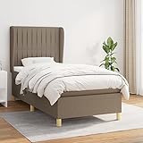 KTHLBRH Boxspringbett mit Matratze Taupe 90x200 cm Stoff Bettgestell für Schlafzimmer Familienbett...