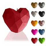 Candellana Kerze Herz Low Poly | Höhe: 8 cm | Rot | Handgefertigt in der EU, 5903104880590, 7,8 x 8...