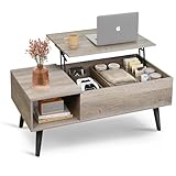 WLIVE Couchtisch Höhenverstellbar und Ausziehbar, Wohnzimmertisch mit Großem Verstecktem Staufach,...
