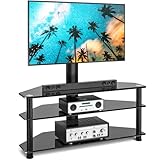 RFIVER TV Rack Glas Fernsehtisch TV Ständer für 32-70 Zoll Fernseher, ±45° Schwenkbar &...