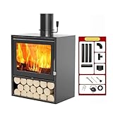 GWZHQIF Gusseiserner Holzofen 15 kW,holzofen Wohnzimmer,Kamin zum Heizen des Hauses, Neuer robuster...