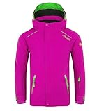 Trollkids Kinder Holmenkollen PRO wasserdichte Winterjacke Skijacke, Pink/Grün, Größe 128