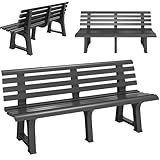 Casaria® Gartenbank Sitzbank Wetterfest Kunststoff 240kg Belastbarkeit Rückenlehne 3-Standfüße...