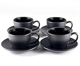 Hanseküche Cappuccino Tassen 4er Set (180 ml) aus Steingut - Hochwertige und dickwandige...