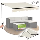 Juskys Gelenkarmmarkise 350 x 300 cm, UV40+ & wasserabweisend, mit Kurbel & Wandhalterung Länge +...