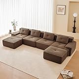 A ALFRESCOOL Modular Sofa 4 Sitzer mit 2 Ottoman, Modernes Boneless Couch mit Tiefsitz, Bequemes...