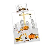 Herding Baby Best Kleinkinder-Bettwäsche-Set, Jana Baustelle Wendemotiv, Bettbezug 100 x 135 cm,...