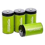 Amazon Basics – D-Zellen, wiederaufladbare Batterien, 10.000 mAh, NiMH, 4er-Pack (das Aussehen...