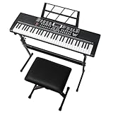 Bonnlo 61-Tasten Keyboard Piano Set mit Klavierständer & -hocker, 200 Klangfarben, 200 Rhythmen und...