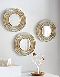 Dekoleidenschaft Rundes Spiegel-Set mit goldenem Metallrahmen, 3-teilig, dekorative Wanddeko für...