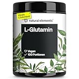 natural elements L-Glutamin Pulver – 500g – reines L-Glutamin – geschmacksneutral – vegan,...