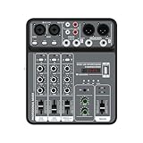 Breeshy 4-Wege-Tragbare-Audio-Mischkonsole USB-Mischkonsole für Professionelles Mischen und...