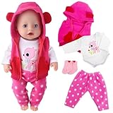 Puppenkleidung für 30-45 cm Baby Puppen, Rose Rehkitz Baby Kleidung Outfits mit Weste Langärmelige...