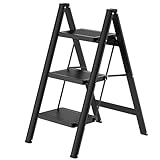Trittleiter Klappleiter Robuster Stahlrahmen, 150 kg Tragkraft Klappbar Design mit Anti Rutsch...