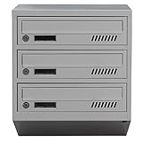 3er Briefkastenanlage Euro GDS3 RAL 7035 Postkasten Postfach